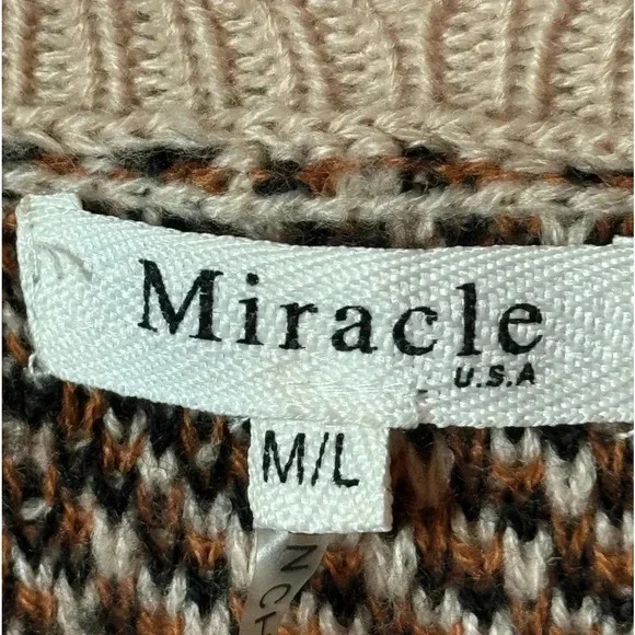 Miracle U.S.A Cream Leopard Print V-Neck Sweater - Picture 3 of 4